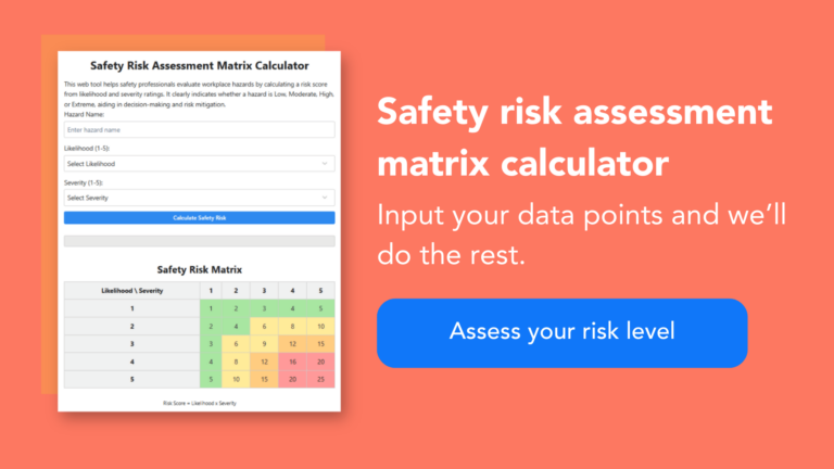 safety risk assessment-matrix calculator